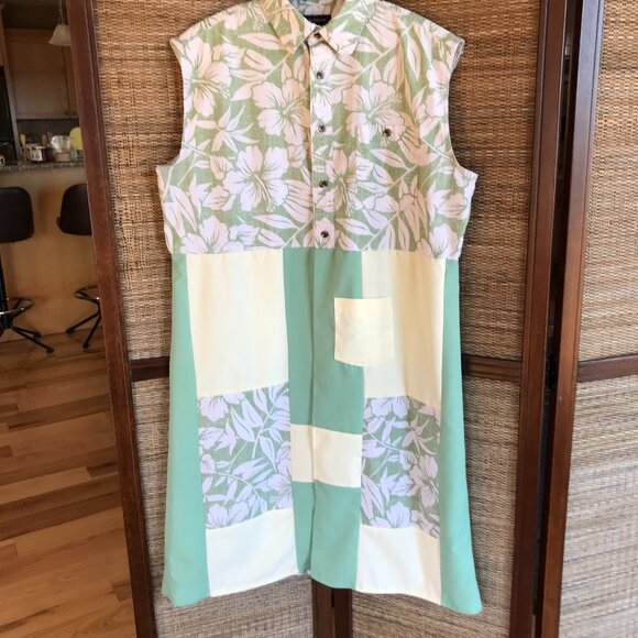 Patchwork Boho Duster, Plus Size XL: Upcycled Tropical Print Layering Jacket - Picture 8 of 11